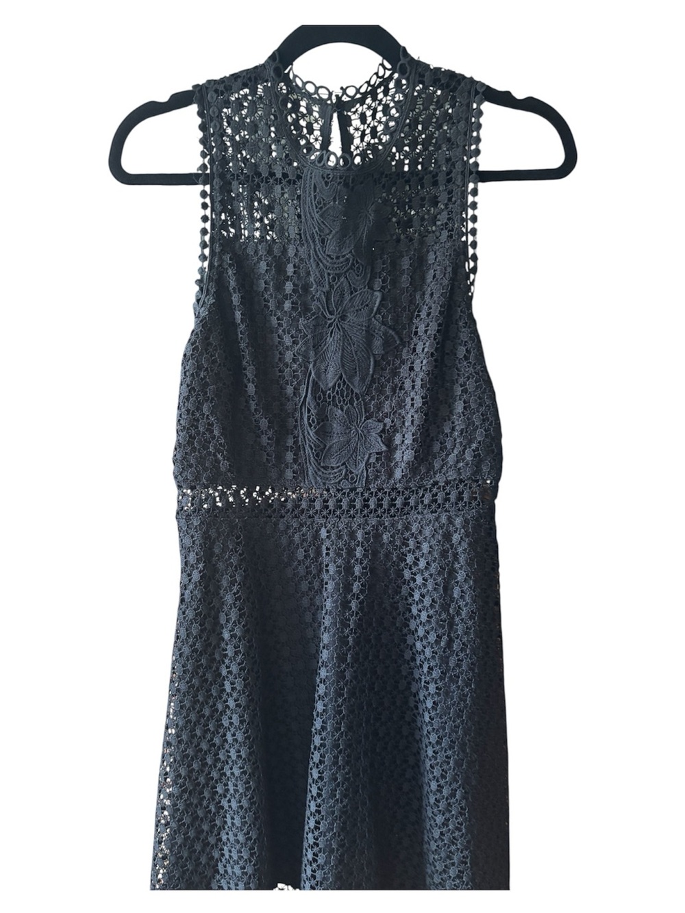 Francesca's Collections Black Crochet Midi Dress